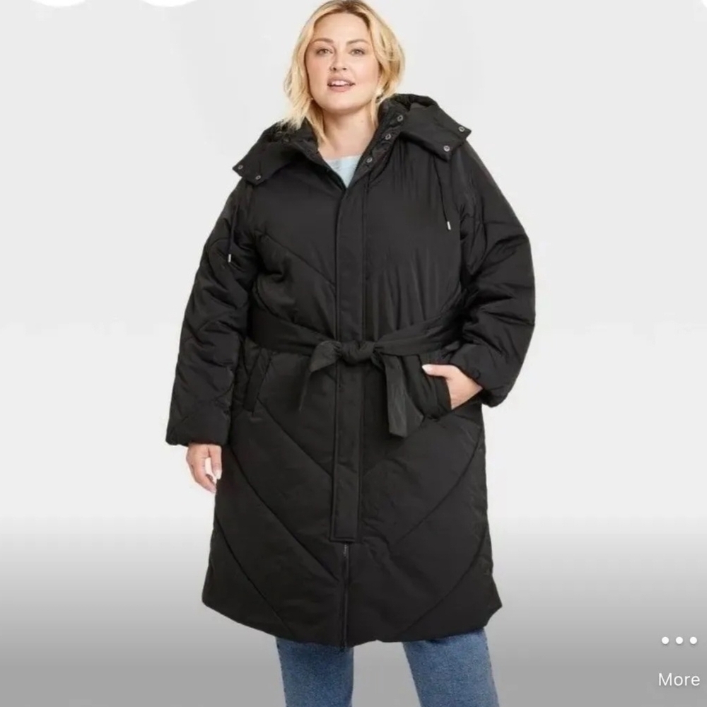 Ava & Viv Women's Black Belted Puffer Jacket - NWT - 4X